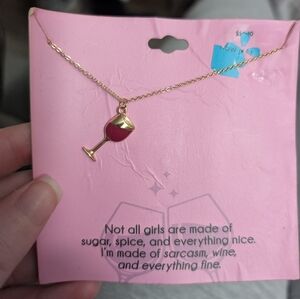 3/$15 Gold Wine Glass Pendant Necklace